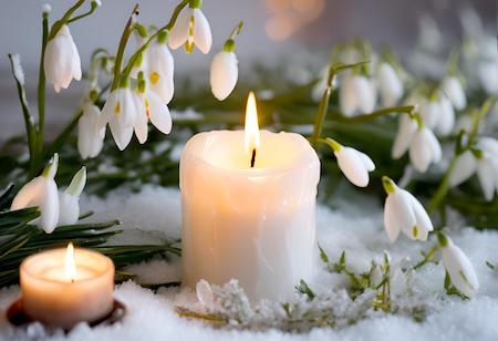 White Imbolc candle