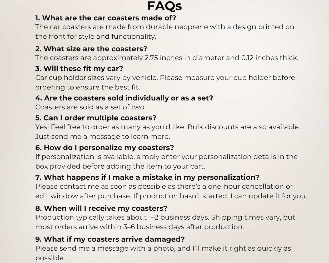 Car Coaster FAQ Listing Image