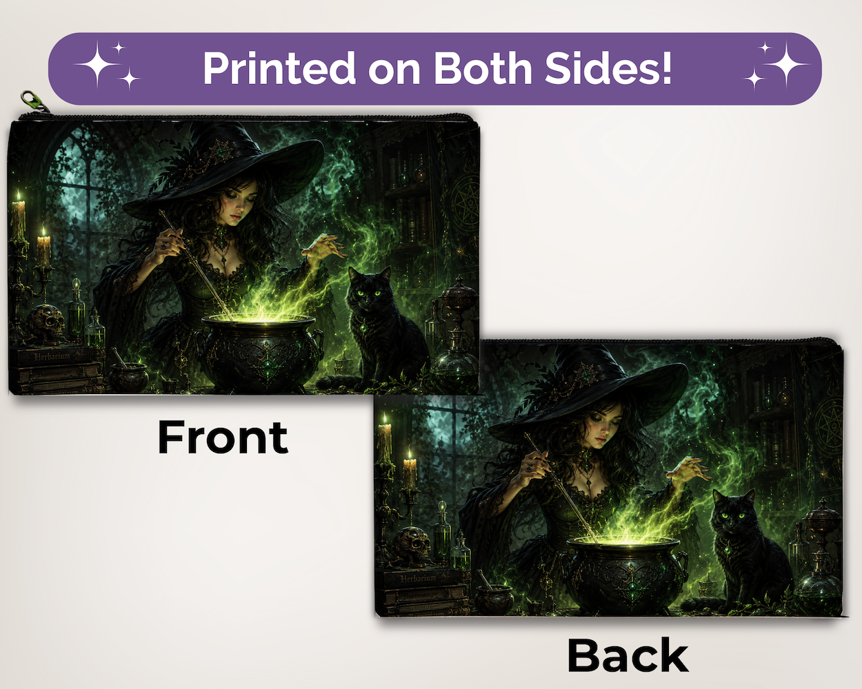 Witch and Black Cat Zipper Pouch - Image 2